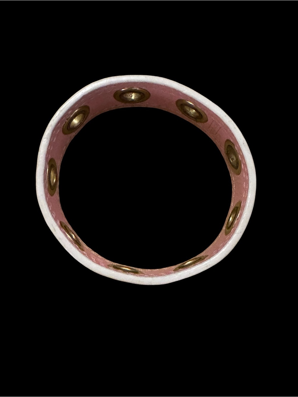 Coach Pink Leather Bangle with Goldtone Grommets - Picture 3 of 4